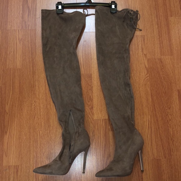 F21 Over Knee High Boots brown/tan - Picture 4 of 7